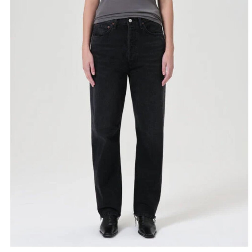 Agolde Mia 90's Mid Rise Straight Jeans in Tar Size 25